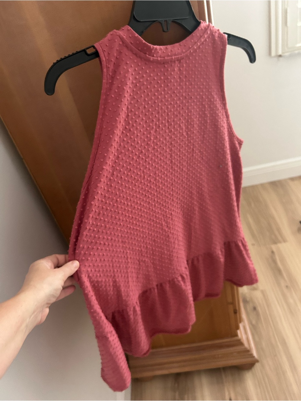 W5 Textured Sleeveless Peplum Tank Top - Rose